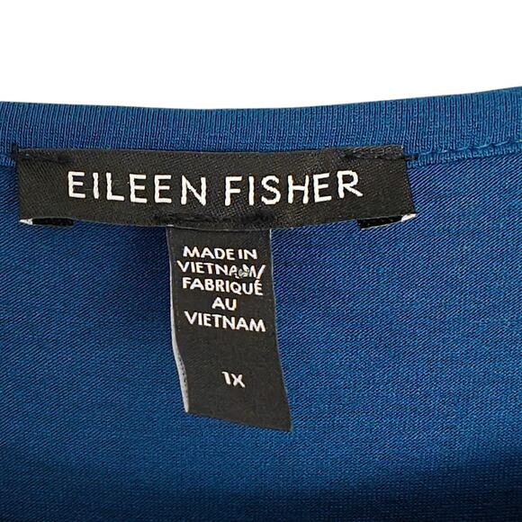 Eileen Fisher Midi Tank Dress Size 1X Blue Tencel Stretch Sleeveless Minimalist - Picture 3 of 5